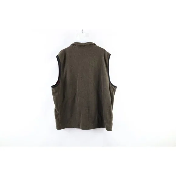 Vintage 90s Streetwear Mens 2XL XXL Full Zip Fleece Vest Jacket Olive Green - Picture 5 of 8